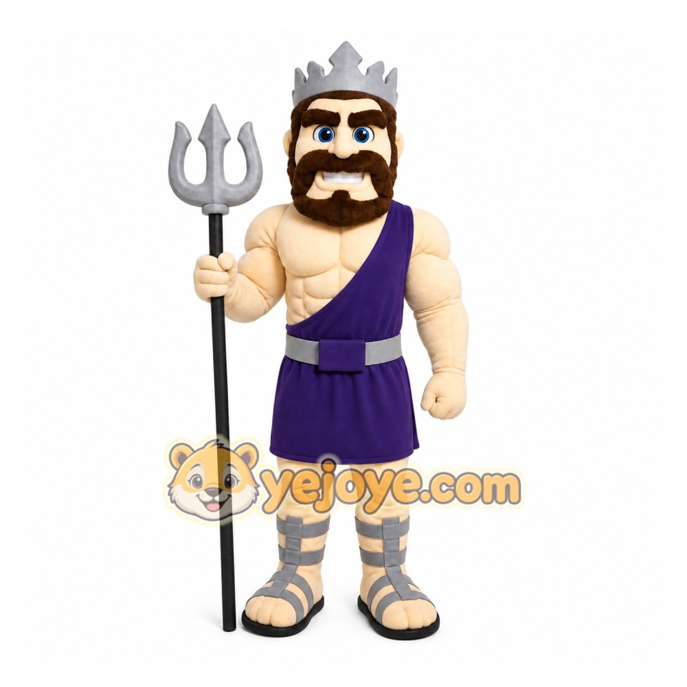 Sea King with Trident Mascot Costume with Custom Logo Sea King with Trident Mascot Costume with Custom Logo