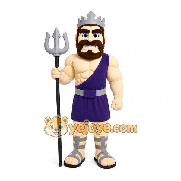 Sea King with Trident Mascot Costume with Custom Logo