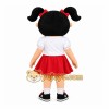 Red Girl Mascot Costume with Custom Logo