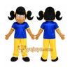 Blue Girl Mascot Costume with Custom Logo Blue Girl Mascot Costume with Custom Logo