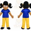Blue Girl Mascot Costume with Custom Logo