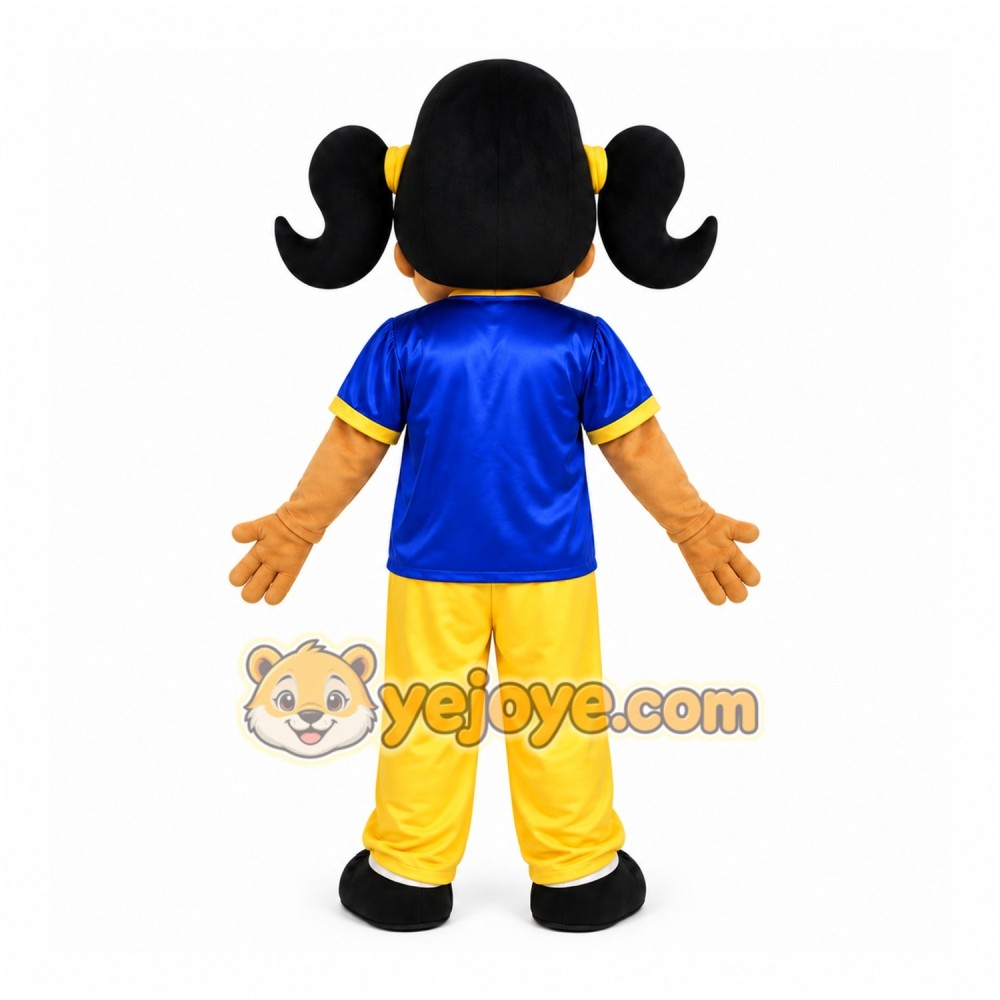 Blue Girl Mascot Costume with Custom Logo Blue Girl Mascot Costume with Custom Logo