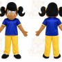 Blue Girl Mascot Costume with Custom Logo