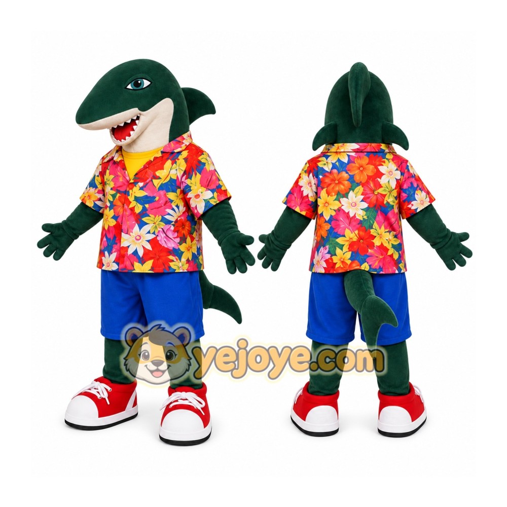 Green Shark Mascot Costume with Custom Logo Green Shark Mascot Costume with Custom Logo
