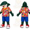 Green Shark Mascot Costume with Custom Logo