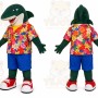 Green Shark Mascot Costume with Custom Logo