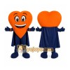 Orange Heart Mascot Costume with Custom Logo