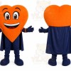 Orange Heart Mascot Costume with Custom Logo