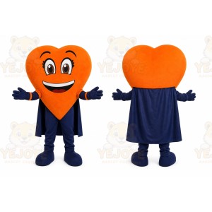 Orange Heart Mascot Costume with Custom Logo