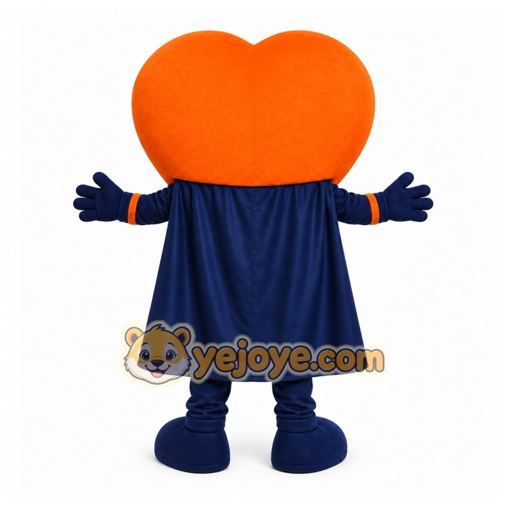 Orange Heart Mascot Costume with Custom Logo