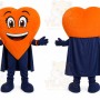 Orange Heart Mascot Costume with Custom Logo