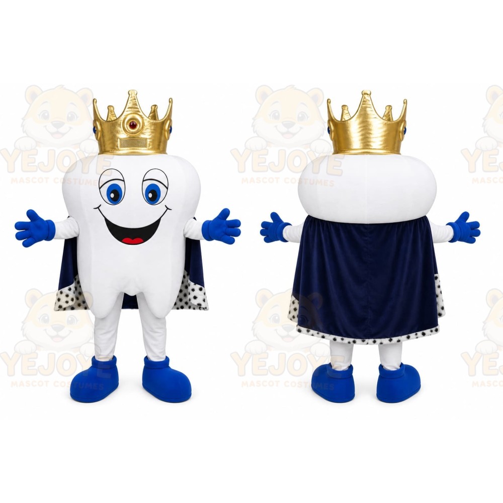 White Tooth Mascot Costume with Custom Logo