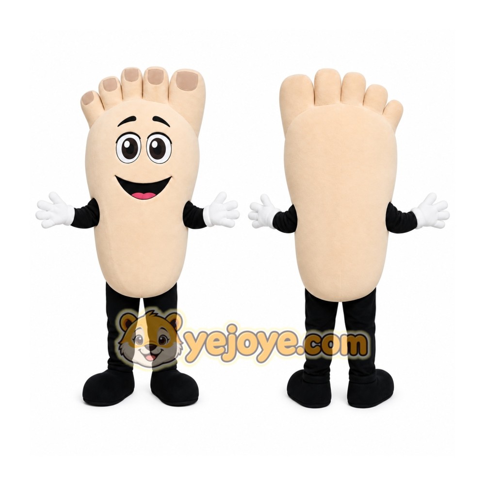 Beige Foot Mascot Costume with Custom Logo Beige Foot Mascot Costume with Custom Logo
