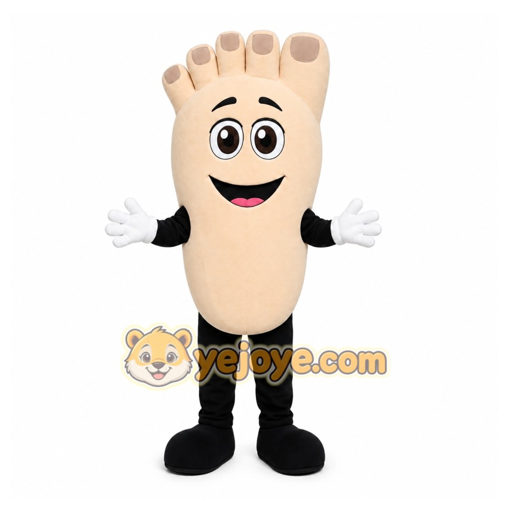 Beige Foot Mascot Costume with Custom Logo Beige Foot Mascot Costume with Custom Logo