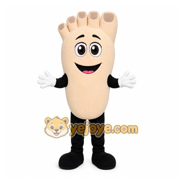 Beige Foot Mascot Costume with Custom Logo