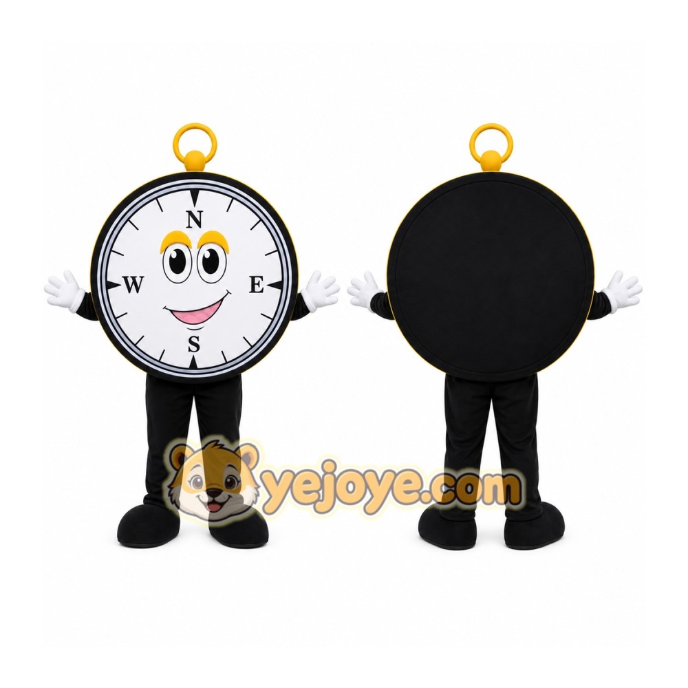 Black Compass Mascot Costume with Custom Logo