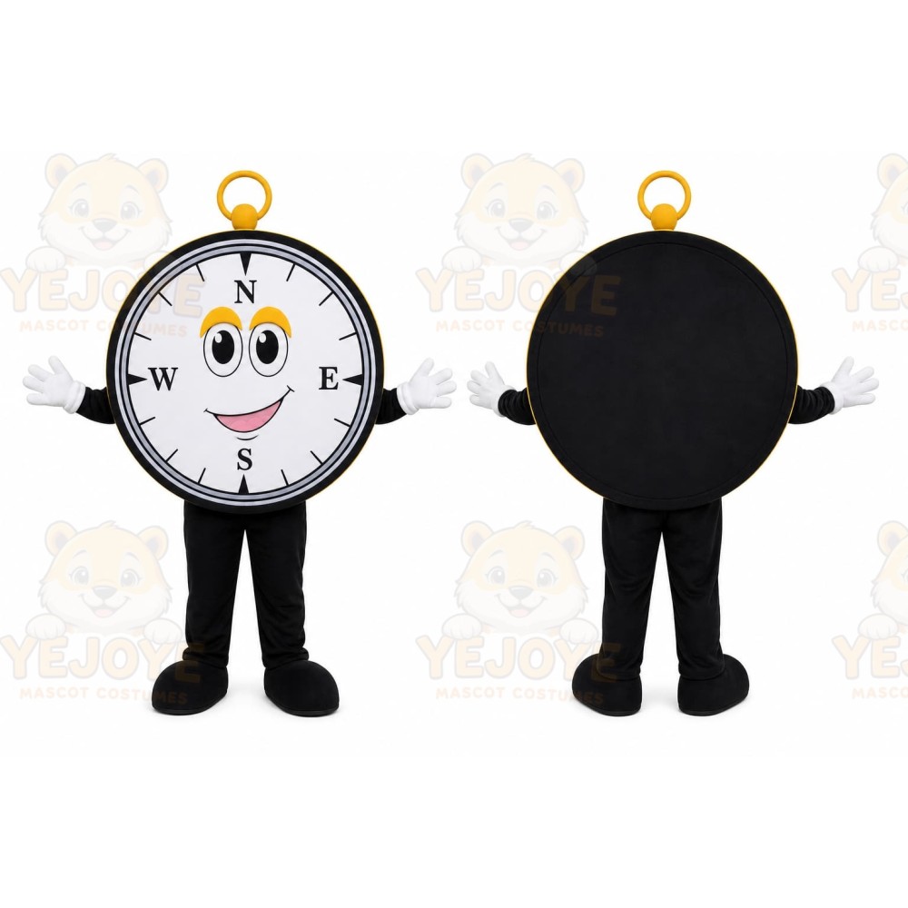 Black Compass Mascot Costume with Custom Logo