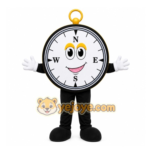 Black Compass Mascot Costume with Custom Logo