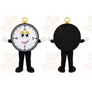 Black Compass Mascot Costume with Custom Logo