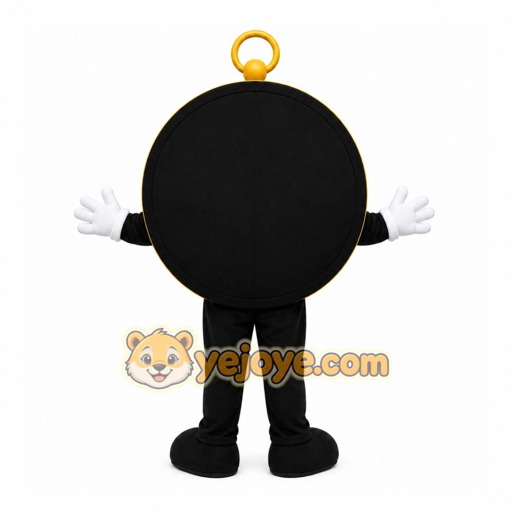 Black Compass Mascot Costume with Custom Logo