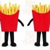 Red French Fries Mascot Costume with Custom Logo