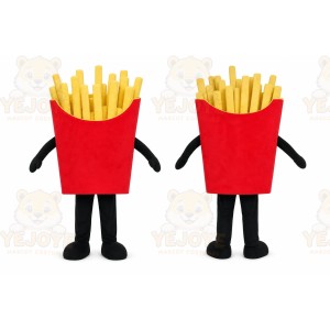Red French Fries Mascot Costume with Custom Logo