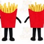Red French Fries Mascot Costume with Custom Logo