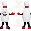 White Bowling Pin Mascot Costume with Custom Logo