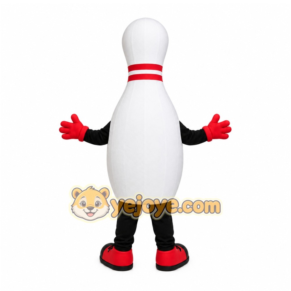 White Bowling Pin Mascot Costume with Custom Logo White Bowling Pin Mascot Costume with Custom Logo