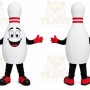 White Bowling Pin Mascot Costume with Custom Logo