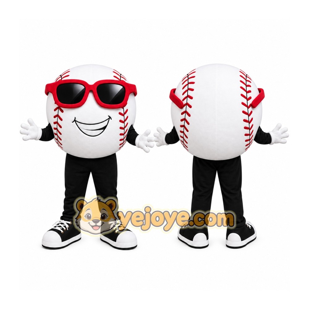 White Baseball Mascot Costume with Custom Logo White Baseball Mascot Costume with Custom Logo
