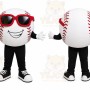 White Baseball Mascot Costume with Custom Logo