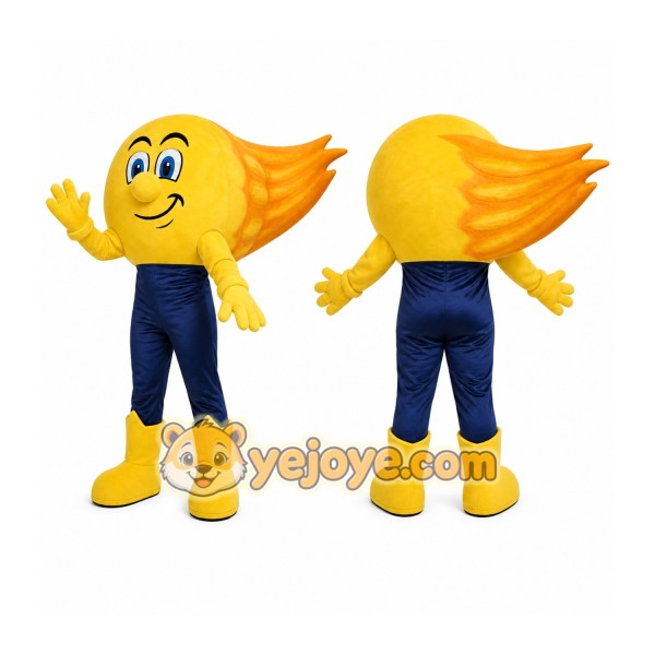 Yellow Comet Mascot Costume with Custom Logo