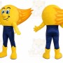 Yellow Comet Mascot Costume with Custom Logo