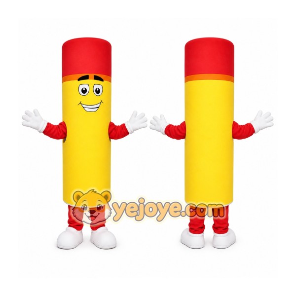 Yellow Candle Mascot Costume with Custom Logo