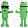 Green Cactus Mascot Costume with Custom Logo