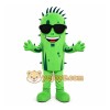 Green Cactus Mascot Costume with Custom Logo