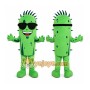 Green Cactus Mascot Costume with Custom Logo