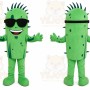 Green Cactus Mascot Costume with Custom Logo