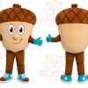 Brown Acorn Mascot Costume with Custom Logo