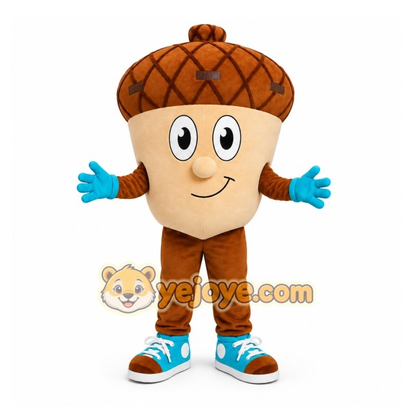 Brown Acorn Mascot Costume with Custom Logo Brown Acorn Mascot Costume with Custom Logo