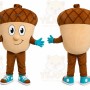 Brown Acorn Mascot Costume with Custom Logo