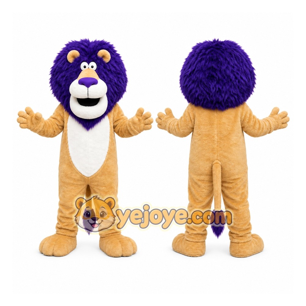 Tan Lion Mascot Costume with Custom Logo Tan Lion Mascot Costume with Custom Logo
