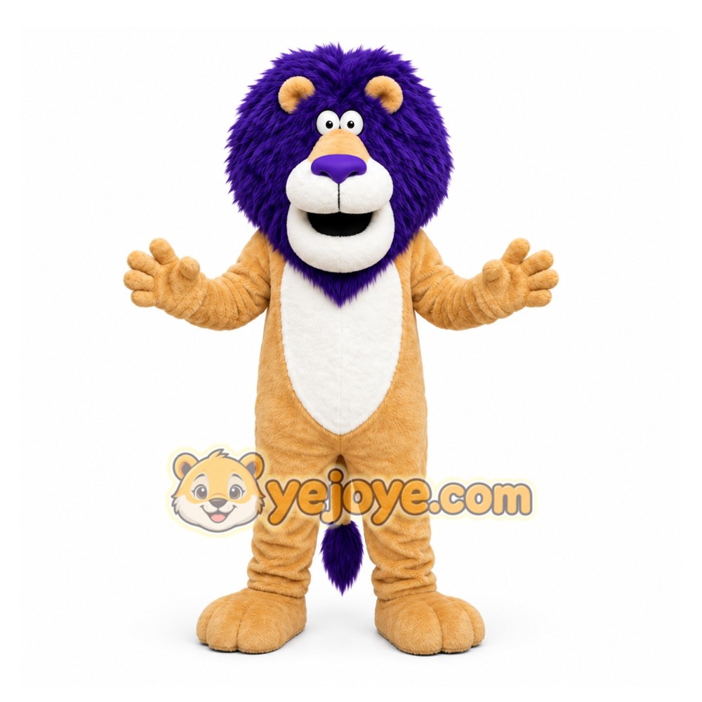 Tan Lion Mascot Costume with Custom Logo Tan Lion Mascot Costume with Custom Logo