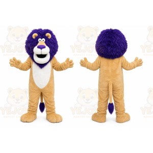 Tan Lion Mascot Costume with Custom Logo