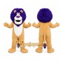 Tan Lion Mascot Costume with Custom Logo