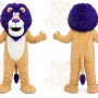 Tan Lion Mascot Costume with Custom Logo