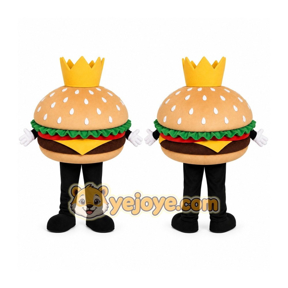 Tan Burger Mascot Costume with Custom Logo