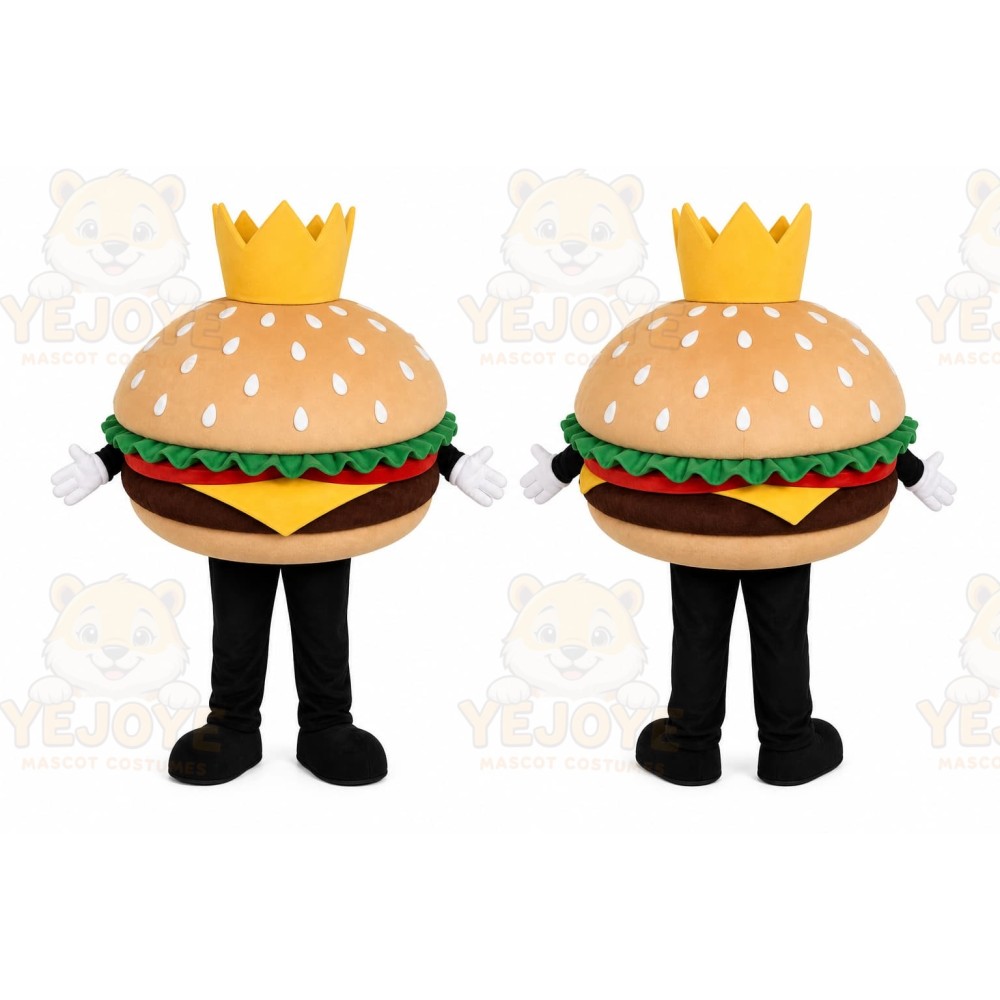Tan Burger Mascot Costume with Custom Logo