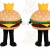 Tan Burger Mascot Costume with Custom Logo